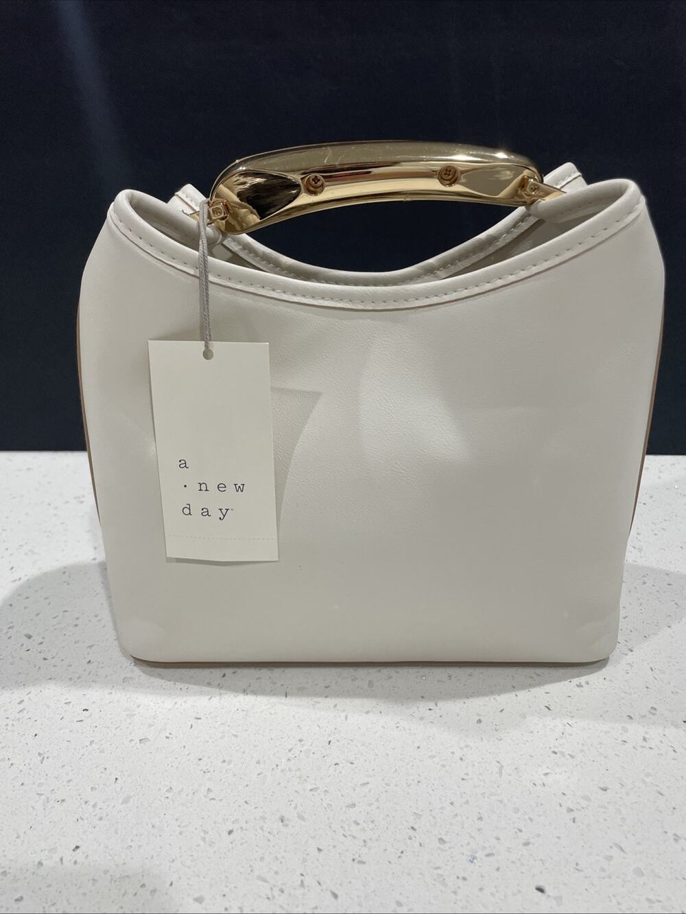 Mini Slouchy Handbag Golden Handle NWT Off-White Cream -A New Day
